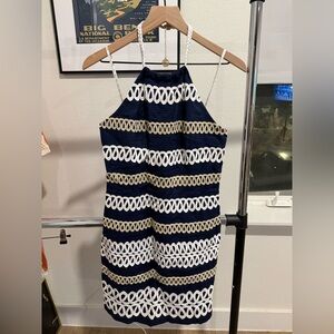 Lilly Pulitzer Nautical Navy Dress with Gold Trim